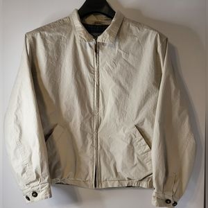 Lands End‎ Mens Size Large Tan/Khaki Full Zip Plaid Lined Bomber Jacket